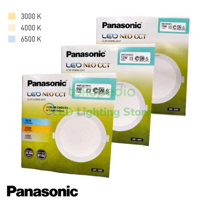 PANASONIC Downlight LED NEO CCT Slim 9W 12W 15 Watt (3 Warna)