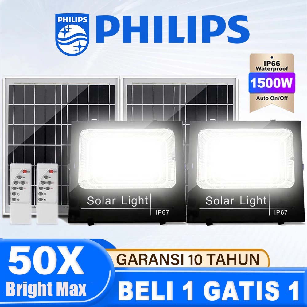 PHILIPS 2000W Max Lampu Taman Tenaga Surya Sensor Light LED Anti Air outdoor lampu tenaga surya