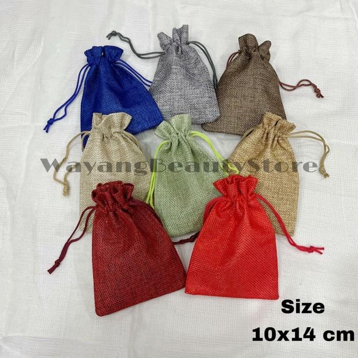 PROMO SPECIAL 10pcs Kantong Serut Souvenir Bahan kain Goni uk. 9 x 13cm