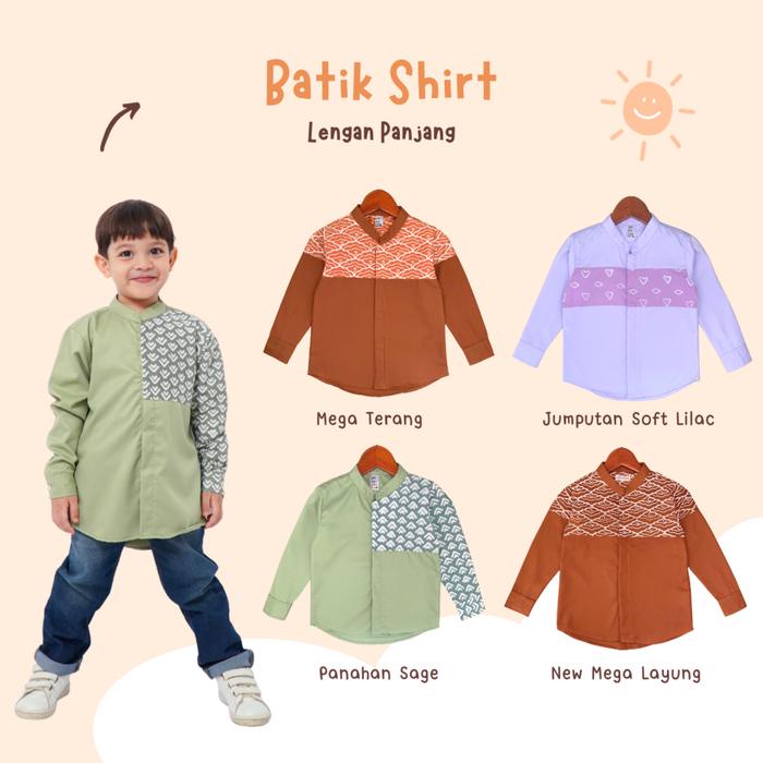 Cilcool- Yobebee Kemeja Batik Tangan Panjang Anak Laki-Laki Usia 2 4 6 8 10 12 Tahun Baju Atasan