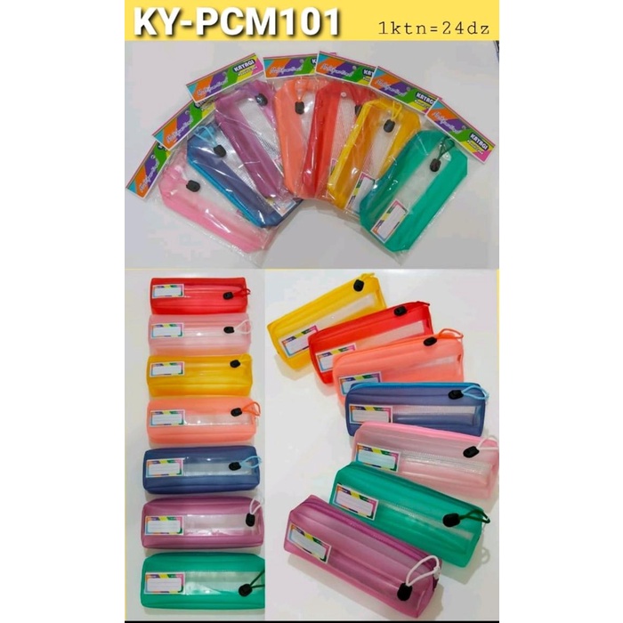 

best produk] tempat pensil kayagi 19 x 7.5x 4 cm bening jaring warna pcm 101