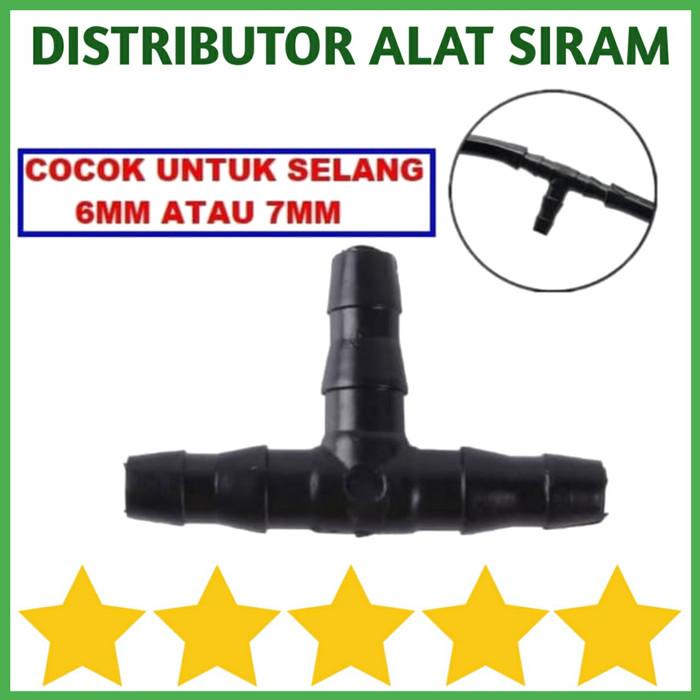 KONEKTOR TEE T 7 MM NEPEL FITTING 3 CABANG UNTUK SELANG PE 6 ATAU 7MM