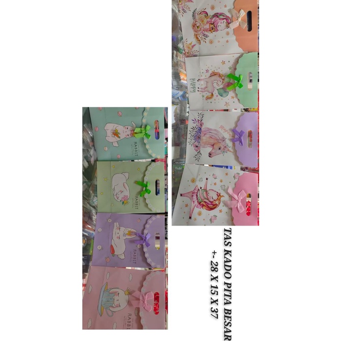 

Open DS] shopping bag kertas besar tutup tebal tenteng pita 28x15x37 cm