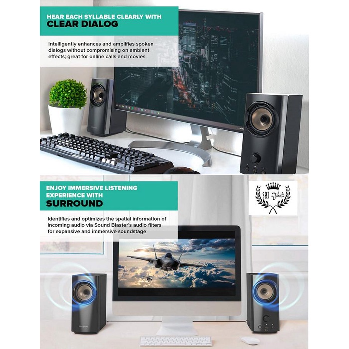 Creative T60 Hi-Fi Desktop Speaker Clear Dialog Surround Portabel - Asli
