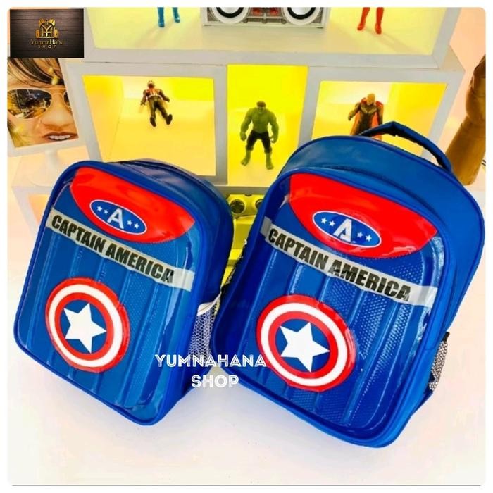 Cilgirl- [YumnaHanaBags] Tas Ransel lampu LED 3D timbul Karakter captainamerica anak sekolah laki