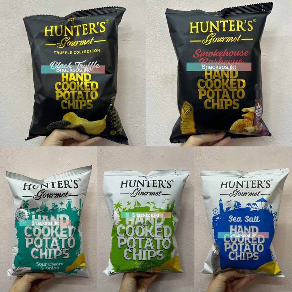 

HUNTER'S GOURMET HAND COOKED POTATO CHIPS BLACK TRUFFLE / SMOKEHOUSE BARBECUE BBQ / SEA SALT / SEA