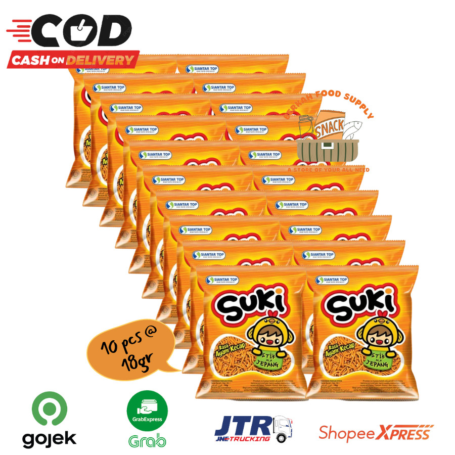 [ BERKAH ] Suki Stik Ala Jepang Rasa Ayam Kecap Renceng isi 10 15gr Siantar Top Snack Cemilan Anak