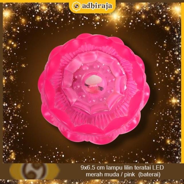 (Expert) Lampu lilin Altar Puja Sembahyang teratai LED merah