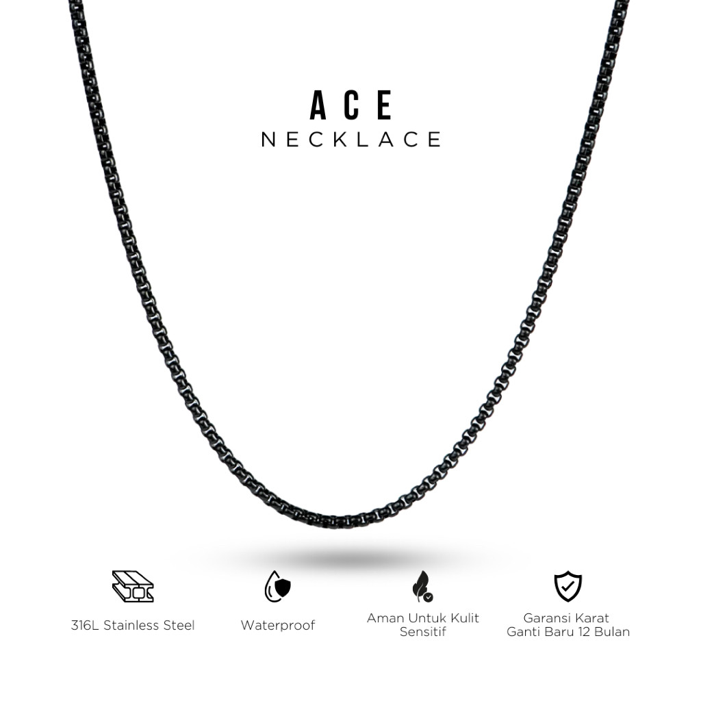 PROJECT NINETYSEVEN - Ace lace - Kalung Titanium Pria Wanita Anti Karat