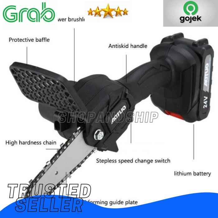 New Gergaji Mesin Listrik Kayu Pohon Mini Cordless Chainsaw Baterai Senso