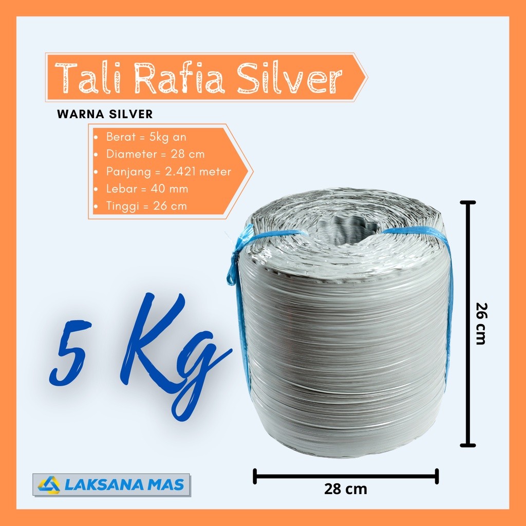 

Tali Rafia Plastik Rol Besar Laksanamas Warna Sier Ukuran 5Kg an di