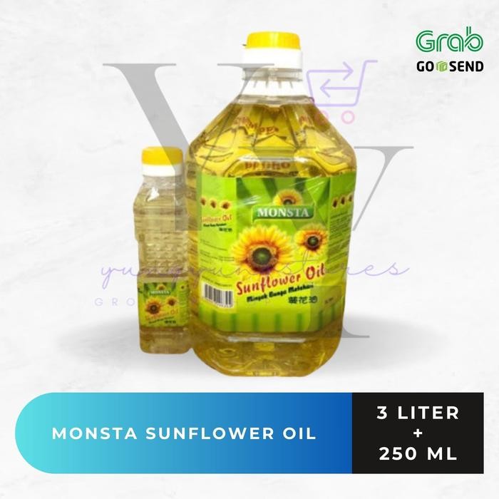 

Kirim,HariYgSama- Minyak Bunga Matahari / Sunflower Oil Monsta 3 Liter + Banded 250 ml