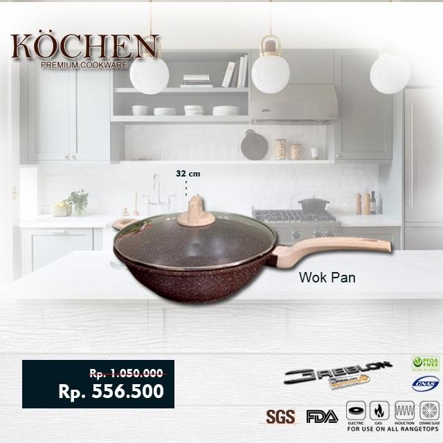 Kochen Granit greblon C3 Wok Pan 32cm Free spatula