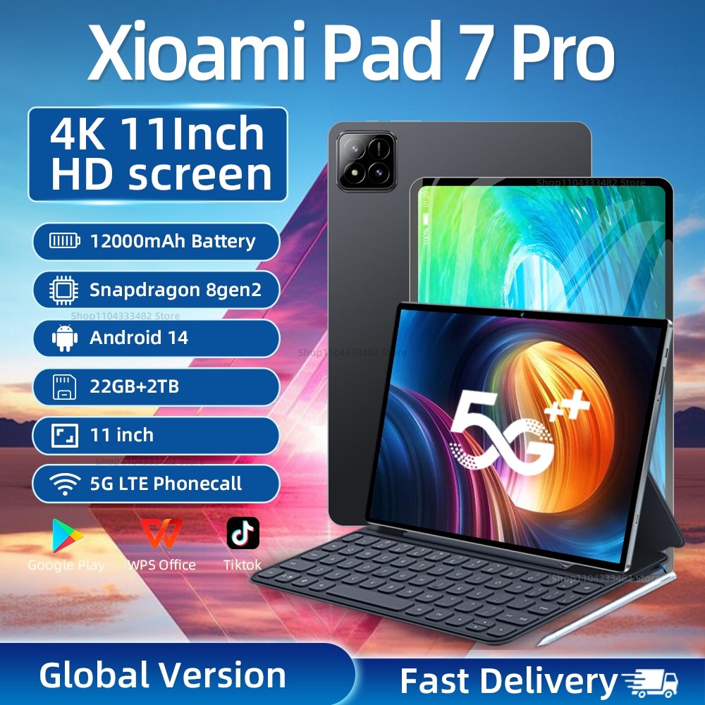 

Global Version Original Pad 7 Pro Tablet 11Inch Hd 4K Snapdragon 8Gen2 Android 14 22Gb+2Tb 5G Dual