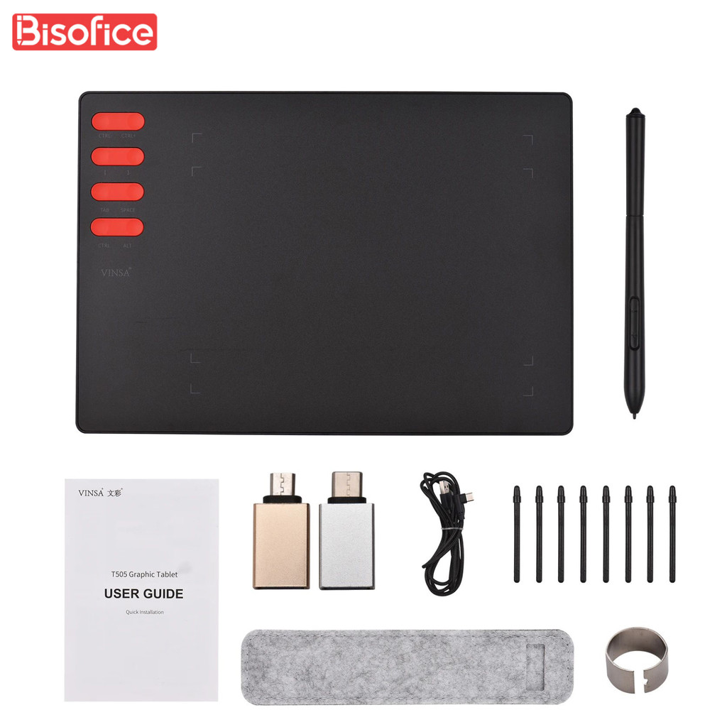 

T505 Graphics Drawing Tablet Ultralight Art Creation Sketch With Battery-Free Stylus 8 Pen Nibs 8192