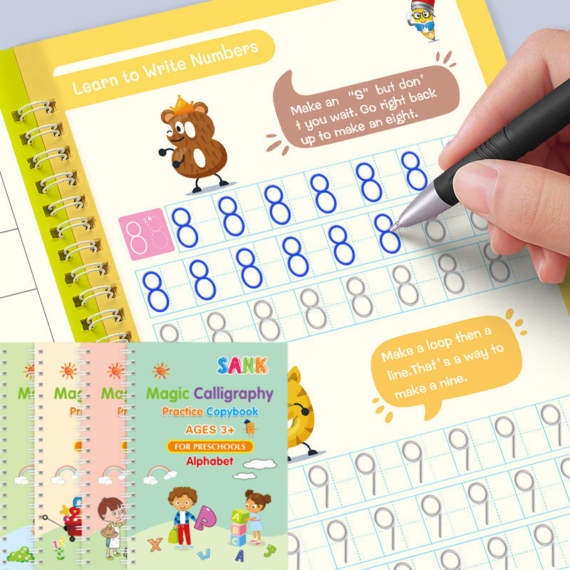 

Reusable Copybook Montessori Toys Children'S Writing Sticker With Magic Pen Kids Learning Education