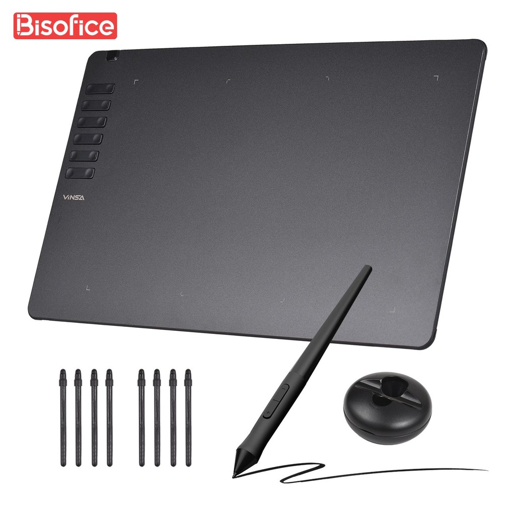 

Vinsa Graphics Drawing Tablet 330 Ultra-Thin Art Creation Sketch With Battery-Free Stylus 8 Pen Nibs