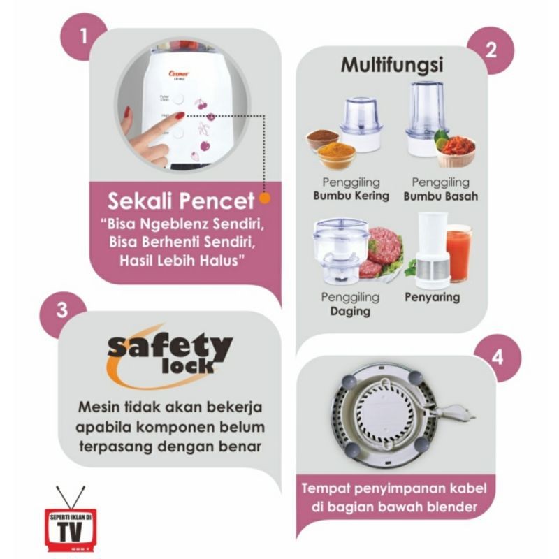 IK Blender Cosmos Blenz CB 802 PCF 4 in 1 Blender Cosmos Lengkap Blender 4 in 1 Blender Chopper