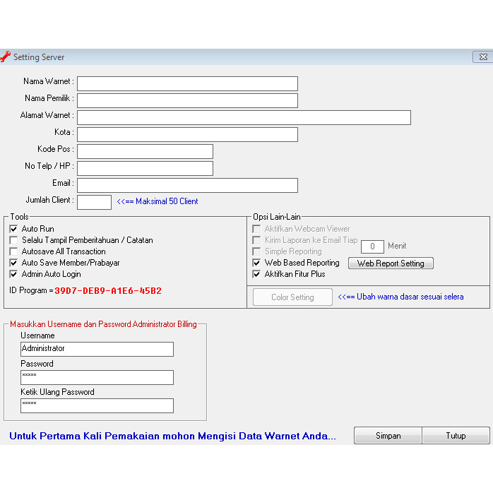 aplikasi billing warnet SNB 2