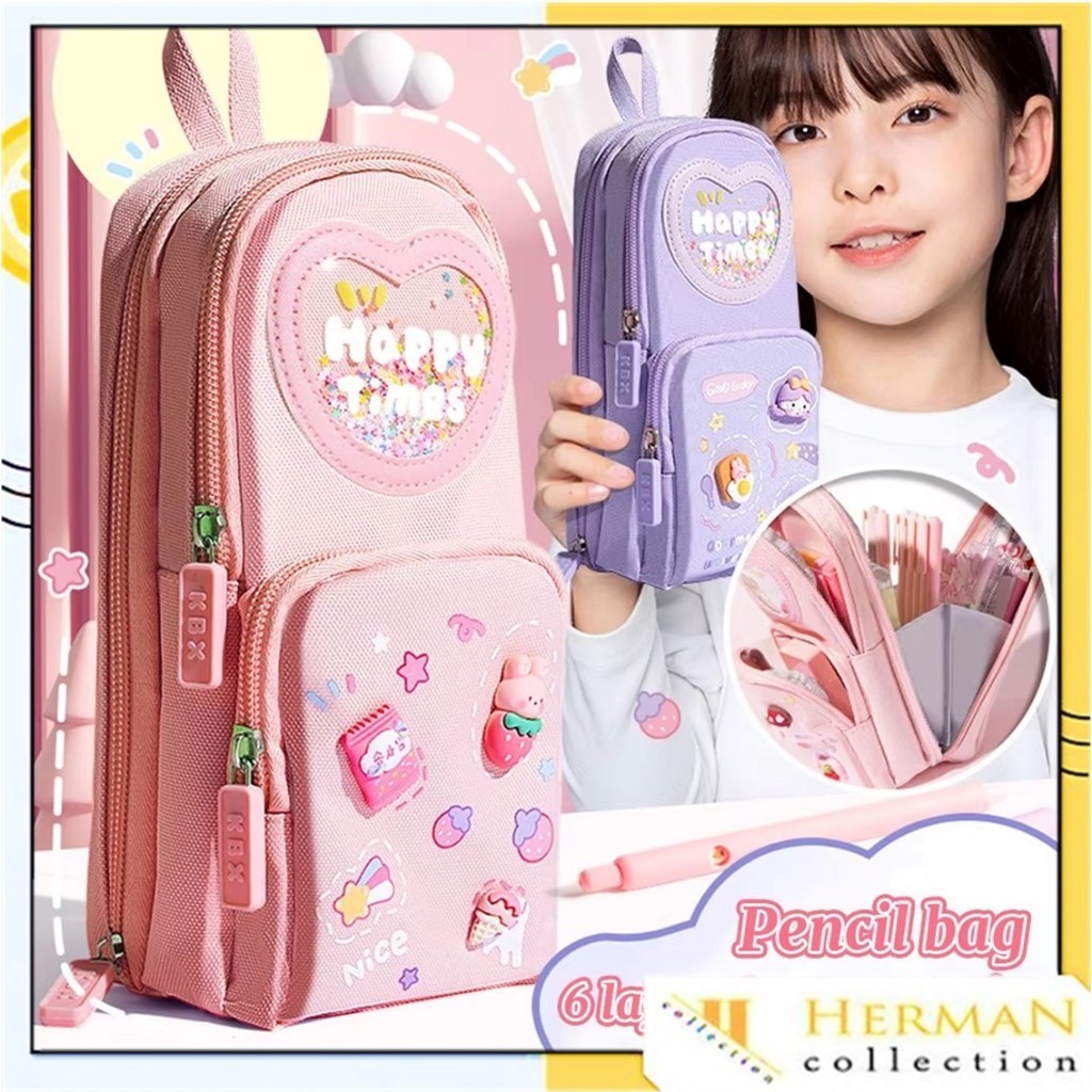 

HC Tempat Pensil 3D 3 Resleting Karakter Kartun Kapasitas Besar Kotak Pensil Anak Sekolah 6 Sekat