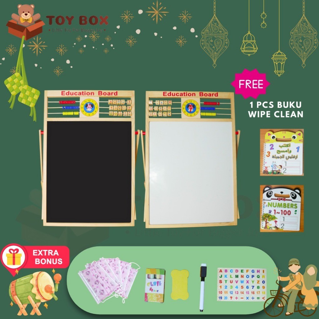 

Mainan Uk Large 2in1 Education Board - ( Black dan Whiteboard ) Papan Tulis Belajar / Menggambar /