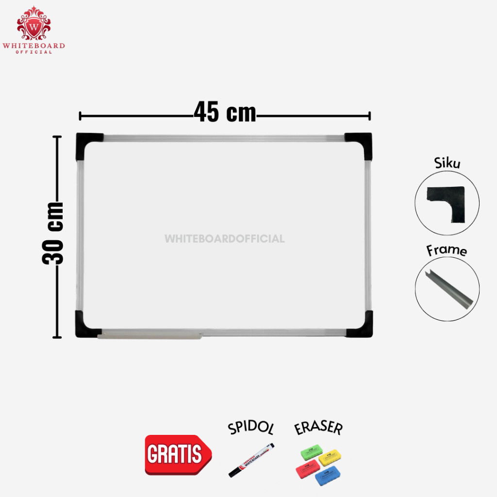 

Papan Tulis / PapanTulis / White Board / WhiteBoard Non Magnet Gantung 30x45cm
