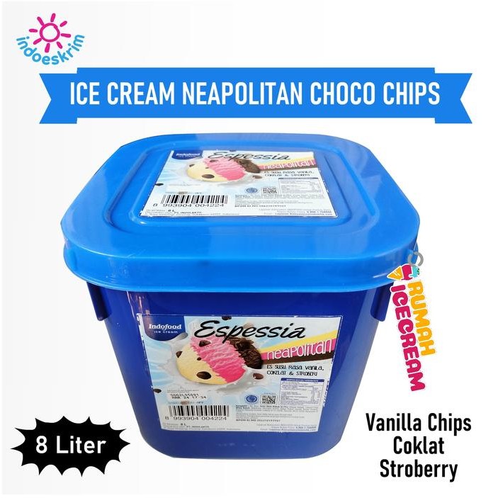 

NewZbgt- Ice Cream Neapolitan Choco Chips 8 Liter Indoeskrim