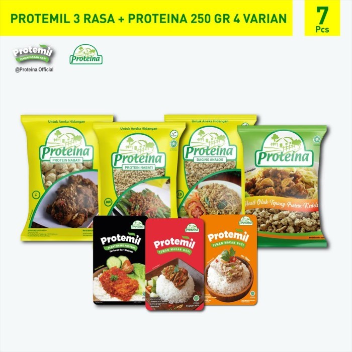 

NewZbgt- Paket 4 Varian Proteina 250gr + 3 Rasa Protemil / Protein Nabati / Daging Nabati
