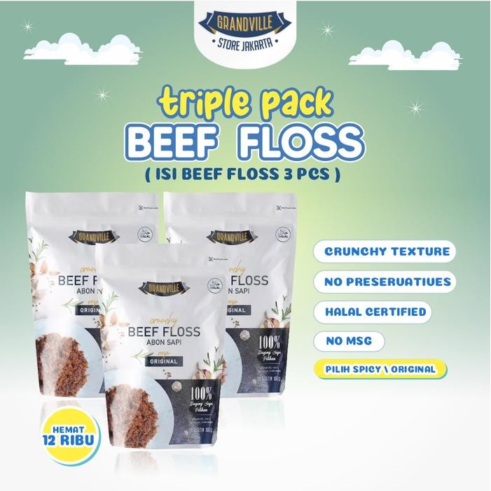 

NewZbgt- Grandville (3 Pack) Abon Sapi Crunchy Floss MPASI Tanpa MSG & Pengawet