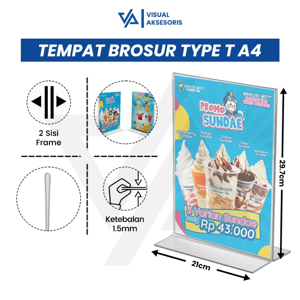 

Tempat Brosur Akrilik A4 Tebal 1,5mm Tent Card Akrilik Display Meja Standing Display Brosur