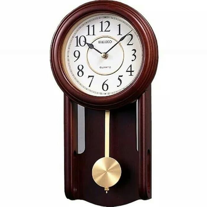 Jam Dinding Seiko Kayu Bandul Japan Qxc105B Qxc105 Brown Original