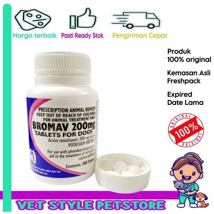 Bromav 200 mg Obat Epilepsi dan Kejang untuk Anjing