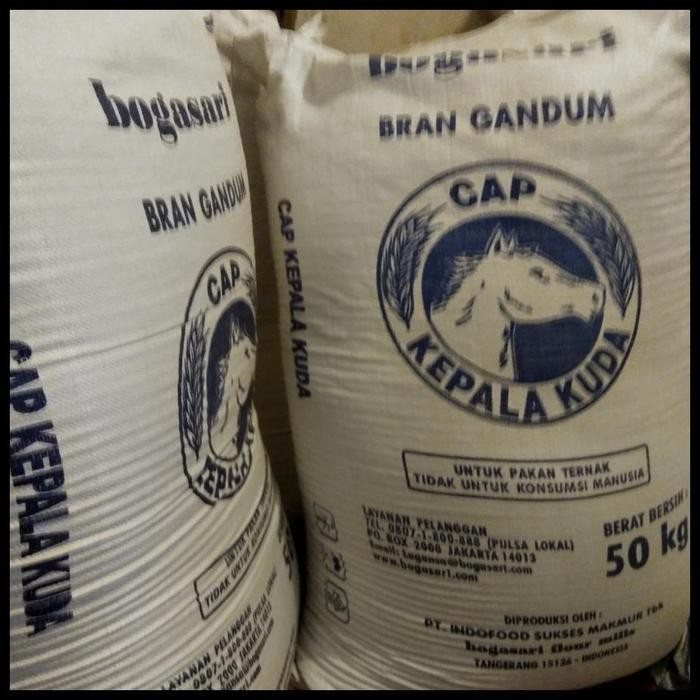FREE ONGKIR READY TERLARIS BRAND POLLARD GANDUM CAP KEPALA KUDA PERKARUNG 50 KG (JAHITAN PABRIK)