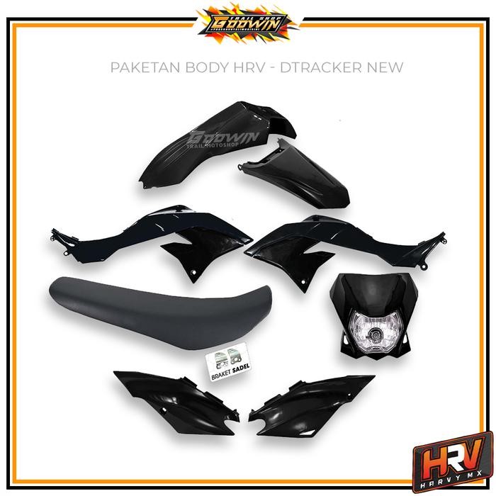 PREMIUM Body Set Bodykit Fullset HRV Dtracker New PNP KLX 150 BF Warna Hitam
