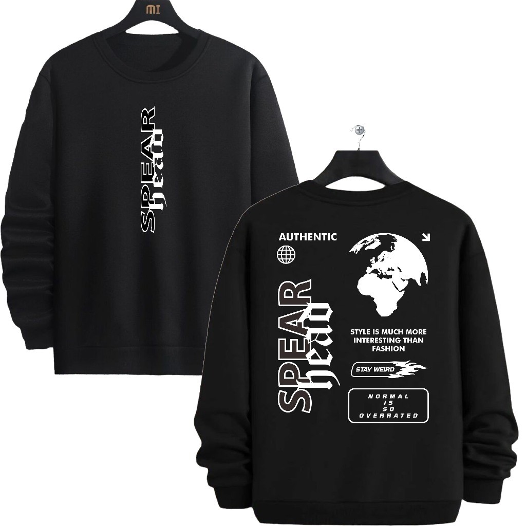 SWEATER CREWNECK PRIA BLACK SWEATER DIFFERENT CN DIFFERENT JAKET COWOK