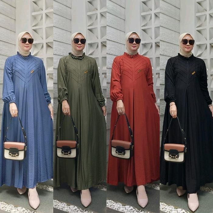 Layali- SHANUM DRESS Gamis Muslim Wanita Polo Linen Cantik Kekinian Variasi Rempel