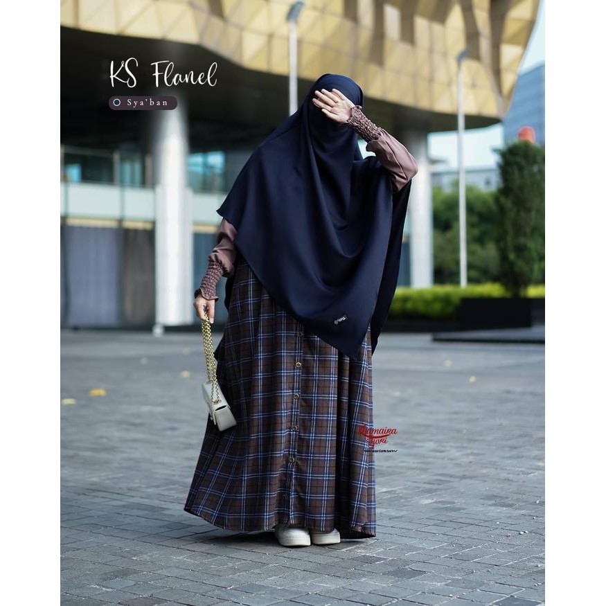 Layali- Gamis KS Flanel series Hijriah by Khumaira Syari Dress Long outer Flanel Gamis Flanel