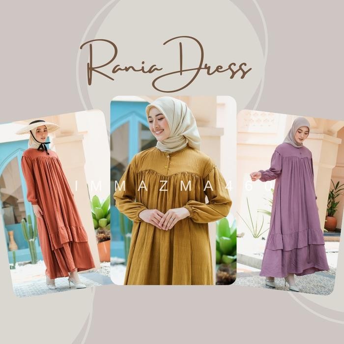 Mosya- Rania Dress Gamis Polos Ukuran LD 110 All Size Bahan Rayon Polo Linen