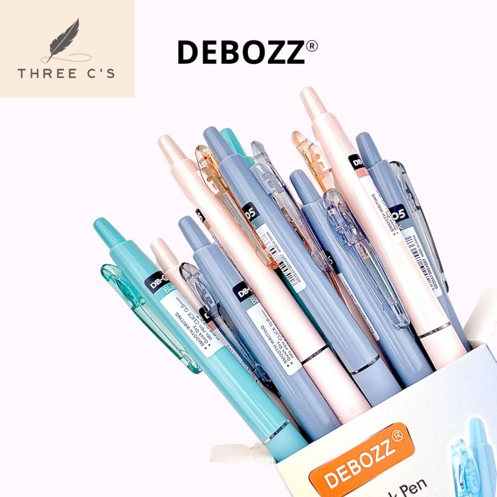 

UM1 [1 Kotak] DEBOZZ Gel Pen DB-G05 Black Pulpen Hitam Aesthetic Pen Hitam Debozz