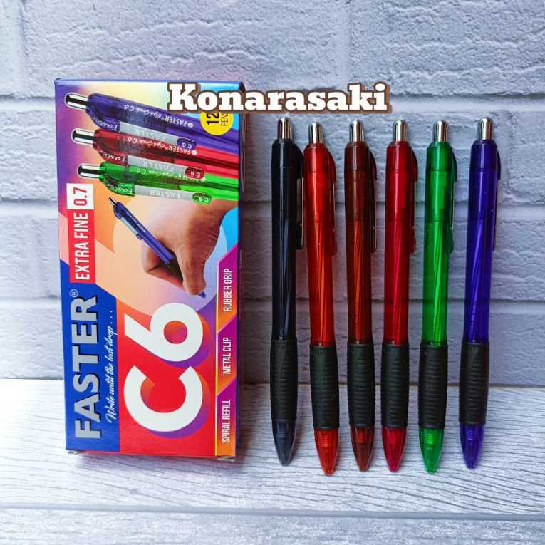 

UM1 ISI 6 PCS Ballpoint pen FASTER C6 spiral refill Metal Clip 0.7 mm