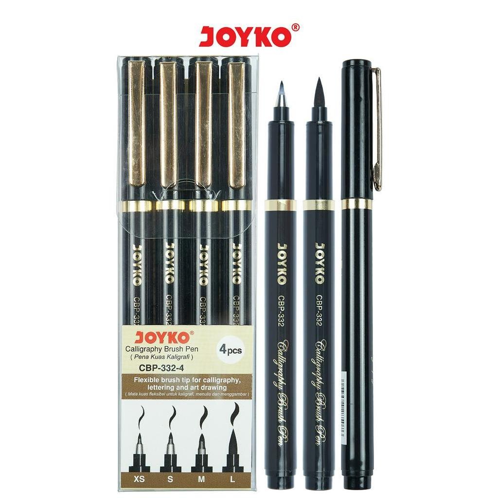 

Calligraphy Brush Pen Pena Kuas Kaligrafi Joyko CBP-332-4 1 Set 4 Pcs