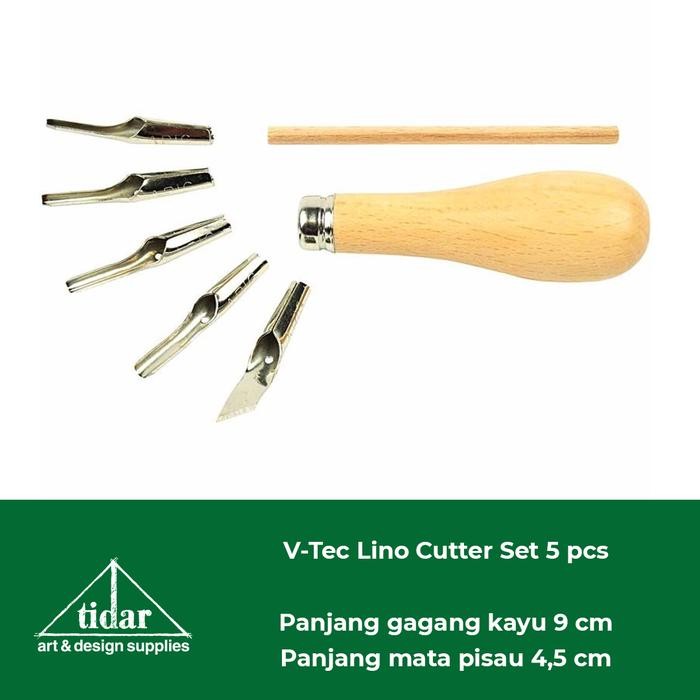 

TERLARIS V-Tec Lino Cutter Set 5 Pcs VT-195 - Ukir / Cukil Kayu - Karet - Vinil