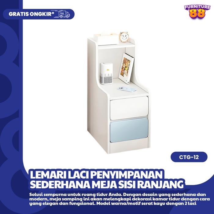 Furniture88 Meja Nakas Sisi Ranjang Meja Kamar Tidur Degan Laci Tempat Penyimpanan Meja Untuk Lampu