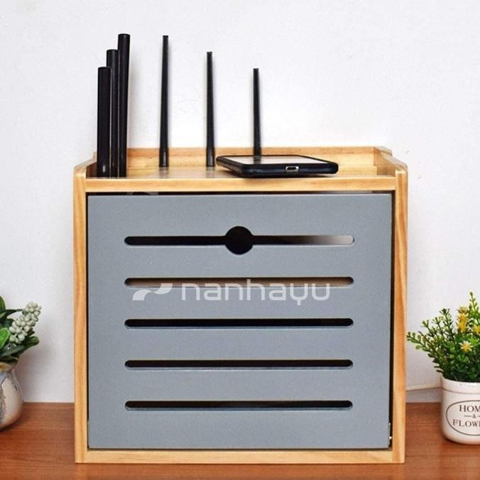Rak Router Wifi Storage Box Dan Tempat Stop Kontak - GREY