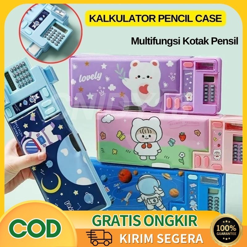 

CODKotak Pensil Pop Out Kalkulator Pencil Case Hardtop Tempat Pensil Unicorn Astronot Bunny