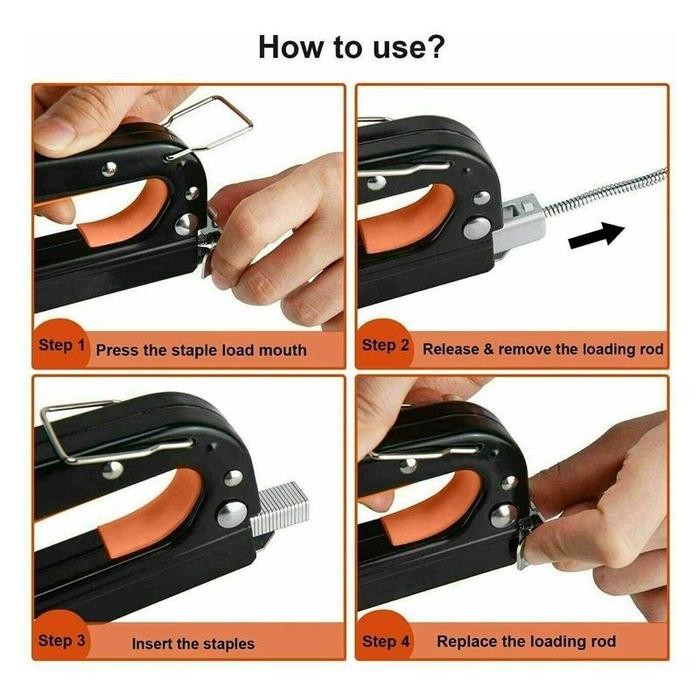 

WOLD - 600 paku 3 in 1 Stapler Staples Tembak 4-8mm Perkakas/Universal Paku T Paku U Paku Lurus Paku