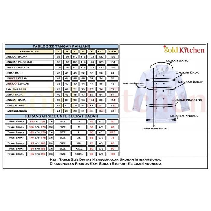 Terbaru Baju Chef Baju Koki Chef Jacket Lengan Panjang Pria Wanita Hitam Abu Merah Navy Putih Biru