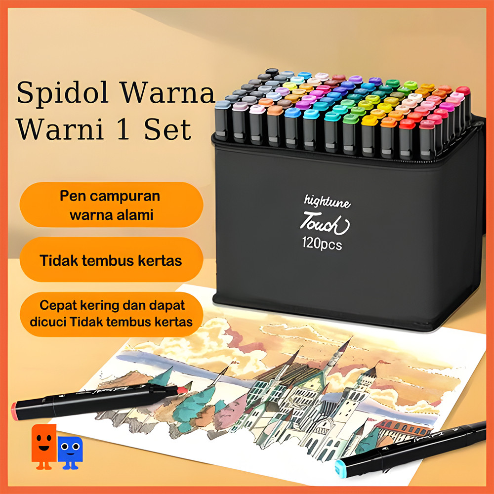 

UM1 Hhtune Spidol Sketsa Spidol Umum 24/36/48/60/80 Warna Spidol Brush Pen Animation Markers