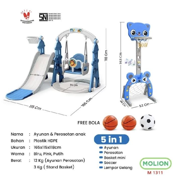 Mainan Perosotan Ayunan Ring Basket Seluncuran Prosotan Anak