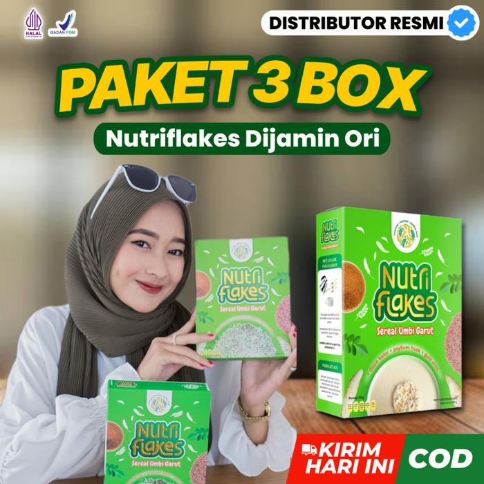 

EatFr3sh- Paket 3 Nutriflakes Original Sereal Umbi Garut Bantu Masalah Asam Lambung Maag Gerd BOX